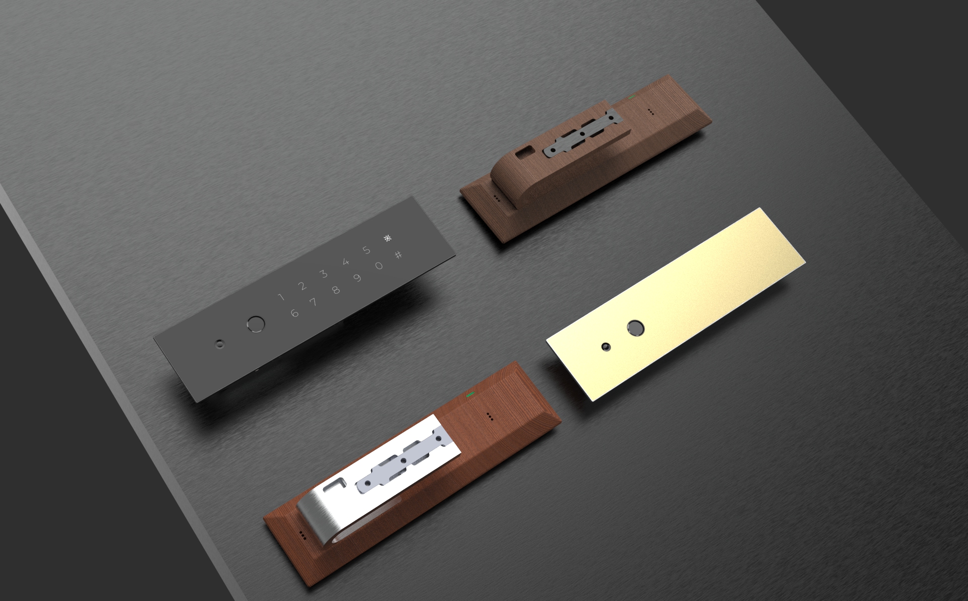 "High-end KMAN-UX smart lock flush-integrated on custom doors, adapted to door color and style, preserving architectural aesthetics."