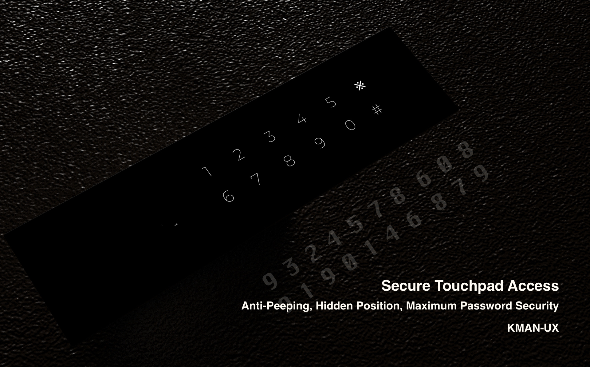 KMAN-UX smart lock touchpad demonstrating anti-peeping password entry and hidden position security, ensuring maximum password safety for architectural doors.
