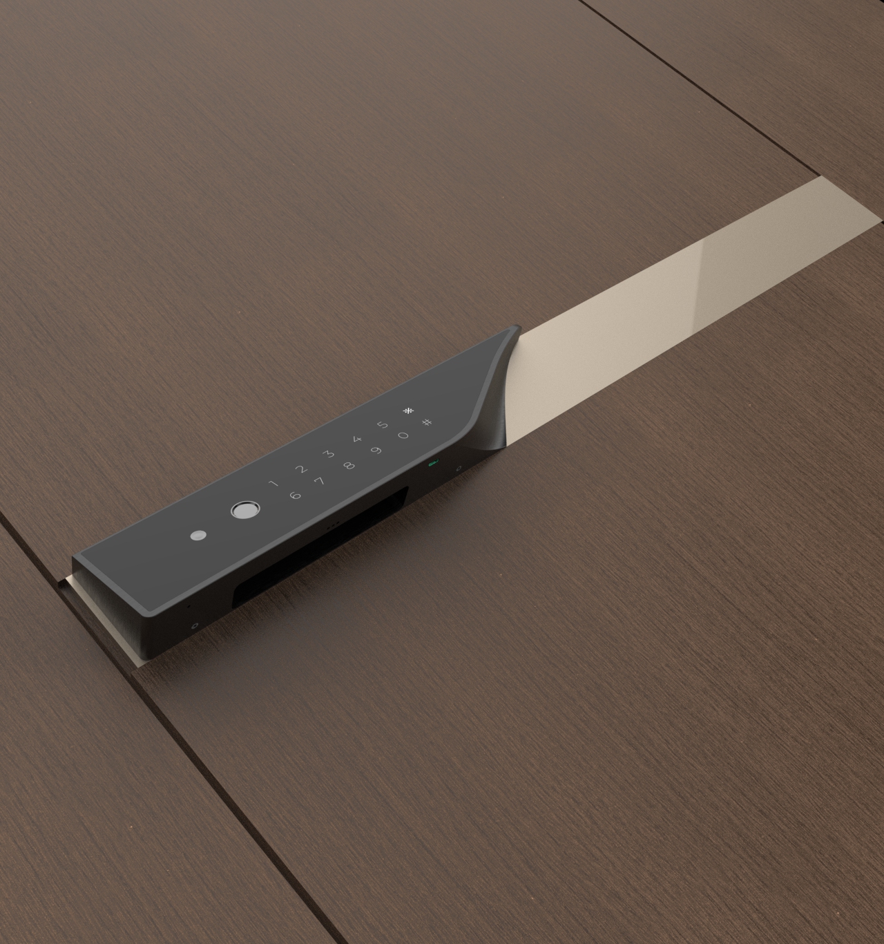 KMAN-LX Series minimalist smart lock featuring a fluid ergonomic handle for modern architectural doors.