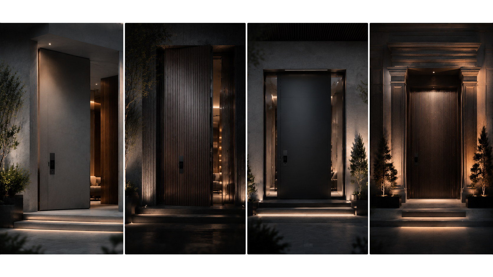 KMAN-IV embedded smart entry system integrated into pivot doors, aluminum doors, luxury villa entrances, and architectural entrance systems